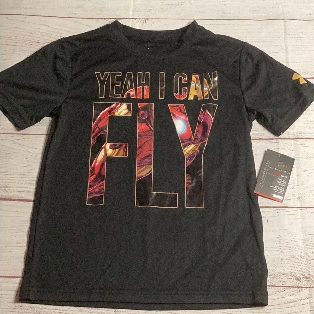 Little Boys Under Armour Marvel Avenger Iron-Man~Size 5~Heatgear T-Shirt~NWT